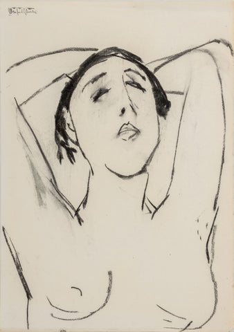 Manfred Schwartz Female Nude Charcoal on Paper