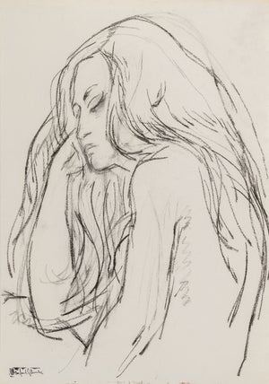 Manfred Schwartz Resting Nude Woman Charcoal (9769272475955)