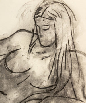 Manfred Schwartz Relining Female Nude Charcoal (9769273983283)