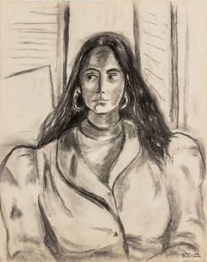 Manfred Schwartz Portrait of a Woman Charcoal (9769275785523)