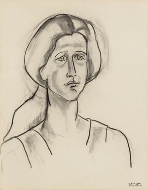 Manfred Schwartz Portrait of a Woman Charcoal (9769277718835)