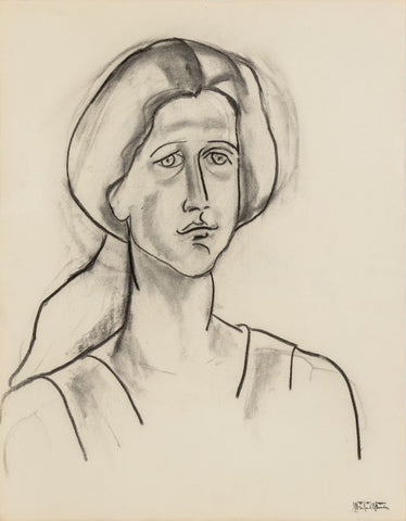 Manfred Schwartz Portrait of a Woman Charcoal