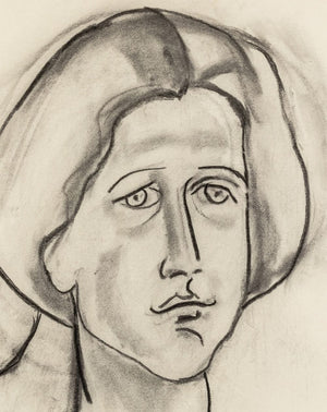 Manfred Schwartz Portrait of a Woman Charcoal (9769277718835)