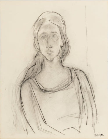 Manfred Schwartz Portrait of a Woman Charcoal