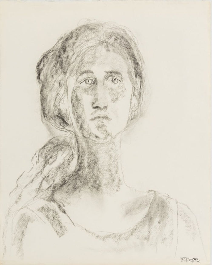 Manfred Schwartz Portrait of a Woman Charcoal