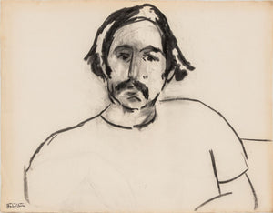 Manfred Schwartz Portrait of Man Charcoal on Paper (9772682150195)