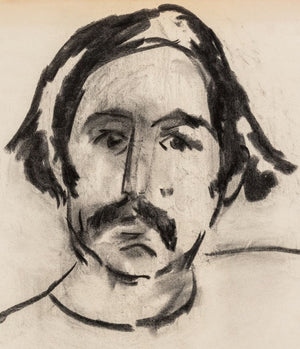 Manfred Schwartz Portrait of Man Charcoal on Paper (9772682150195)