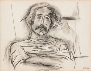 Manfred Schwartz Portrait of Man Charcoal on Paper (9772695650611)