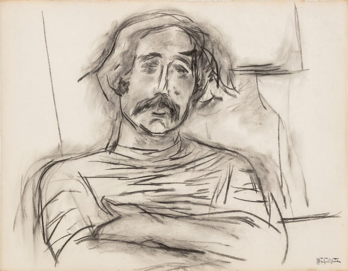 Manfred Schwartz Portrait of Man Charcoal on Paper