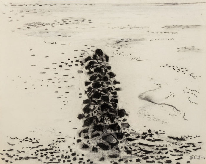 Manfred Schwartz Rockwall Seascape Charcoal