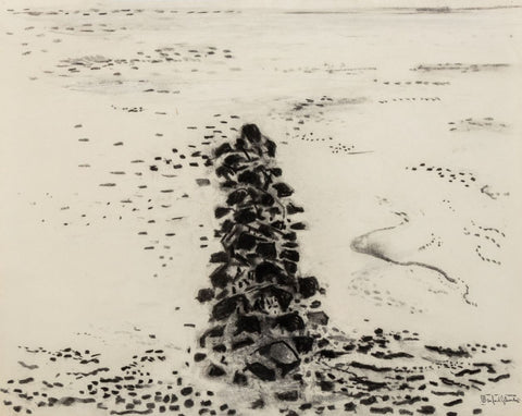 Manfred Schwartz Rockwall Seascape Charcoal