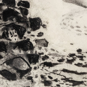 Manfred Schwartz Beach Seascape Charcoal on Paper (9759874548019)