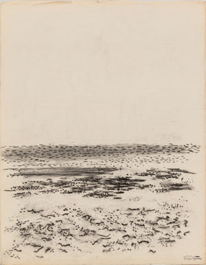 Manfred Schwartz Beach Seascape Charcoal on Paper (9759896142131)