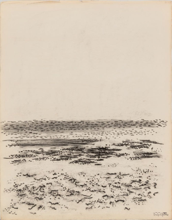 Manfred Schwartz Beach Seascape Charcoal on Paper