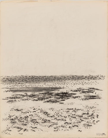Manfred Schwartz Beach Seascape Charcoal on Paper