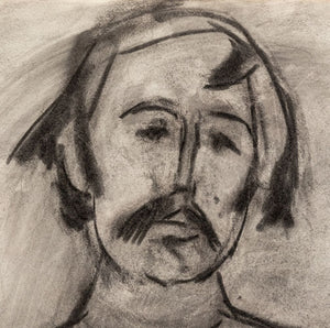 Manfred Schwartz Portrait of Man Charcoal on Paper (9772701647155)