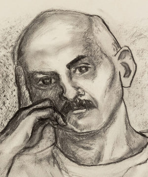 Manfred Schwartz Portrait of Man Charcoal on Paper (9773526450483)
