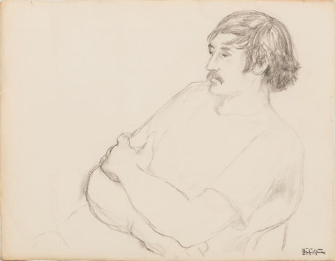 Manfred Schwartz Portrait of Man Charcoal on Paper