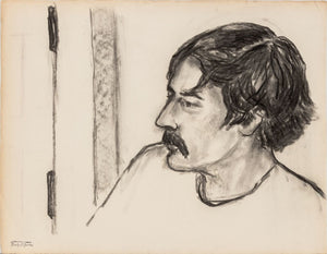 Manfred Schwartz Portrait of Man Charcoal on Paper (9773536346419)