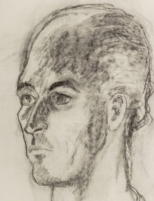 Manfred Schwartz Portrait of Man Charcoal on Paper (9773552501043)