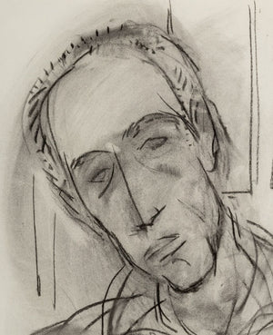 Manfred Schwartz Portrait of Man Charcoal on Paper (9773566099763)