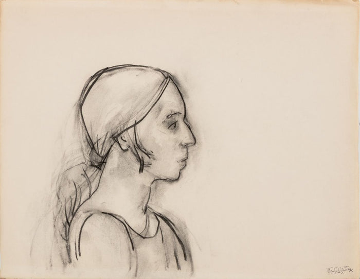 Manfred Schwartz Portrait of a Woman Charcoal