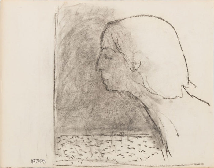 Manfred Schwartz Portrait of a Woman Charcoal