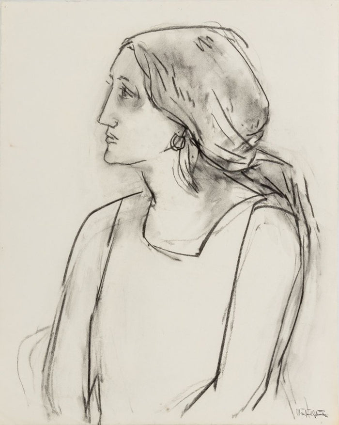 Manfred Schwartz Portrait of a Woman Charcoal