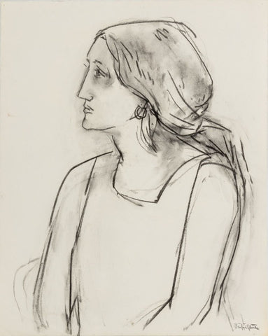 Manfred Schwartz Portrait of a Woman Charcoal