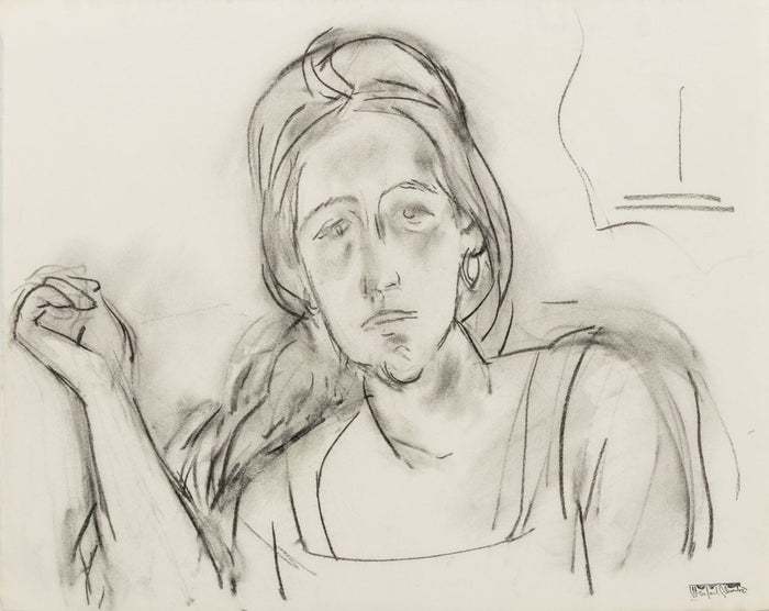 Manfred Schwartz Portrait of a Woman Charcoal