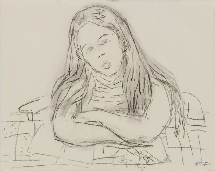 Manfred Schwartz Portrait of a Woman Charcoal