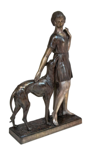 Ignacio Gallo "Woman and Greyhound" Bronze (9775734260019)