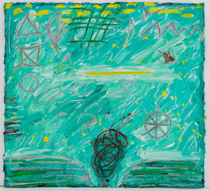 Elfi Schuselka Abstract in Turquoise Oil on Canvas (9768145158451)