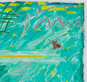 Elfi Schuselka Abstract in Turquoise Oil on Canvas (9768145158451)