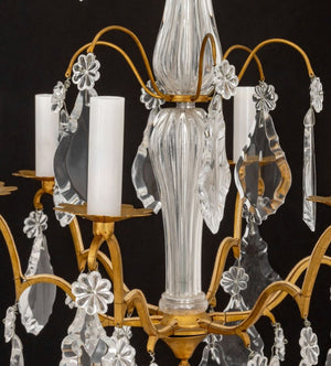 Italian Gilt Metal Cut Glass Six-Light Chandelier (9883971060019)