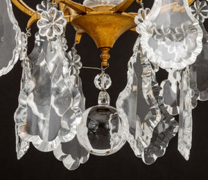 Italian Gilt Metal Cut Glass Six-Light Chandelier (9883971060019)