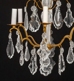 Italian Gilt Metal Cut Glass Six-Light Chandelier (9883971060019)