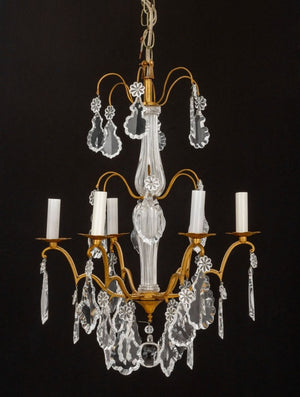 Italian Gilt Metal Cut Glass Six-Light Chandelier (9883971060019)