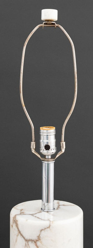 Modern White Marble Cylinder Table Lamps, Pair (9883975418163)