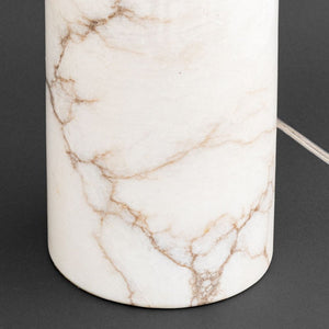 Modern White Marble Cylinder Table Lamps, Pair (9883975418163)