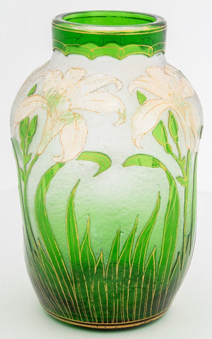 Honesdale Green Cameo Glass Vase, ca. 1900 (9806478737715)