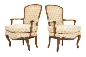 Louis XVI Style Walnut Fauteuils, Pair (9887533990195)