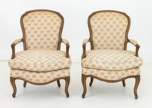 Louis XVI Style Walnut Fauteuils, Pair (9887533990195)