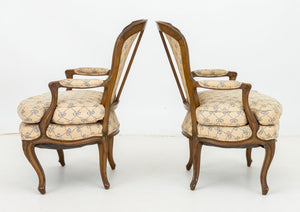 Louis XVI Style Walnut Fauteuils, Pair (9887533990195)