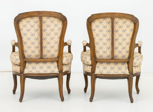 Louis XVI Style Walnut Fauteuils, Pair (9887533990195)
