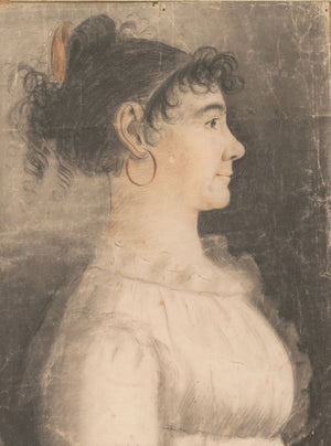 English School Portrait of a Woman Charcoal (9887588254003)