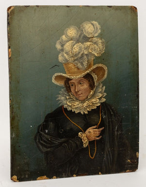 English Portrait of a Woman Oil on Panel, 19th C. (9887595430195)