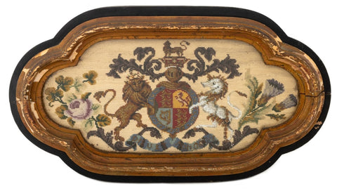 English Royal Coat of Arms Embroidered Tapestry