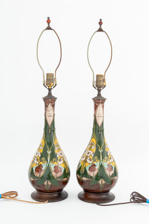 Art Nouveau Glazed Art Pottery Vases as Lamps (9887635603763)