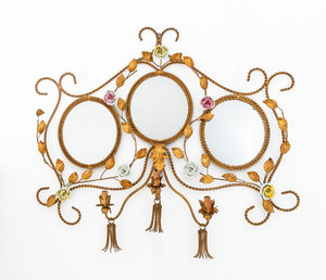 Italian Gilt Wrought Iron Mirrored Wall Sconce (9883728314675)